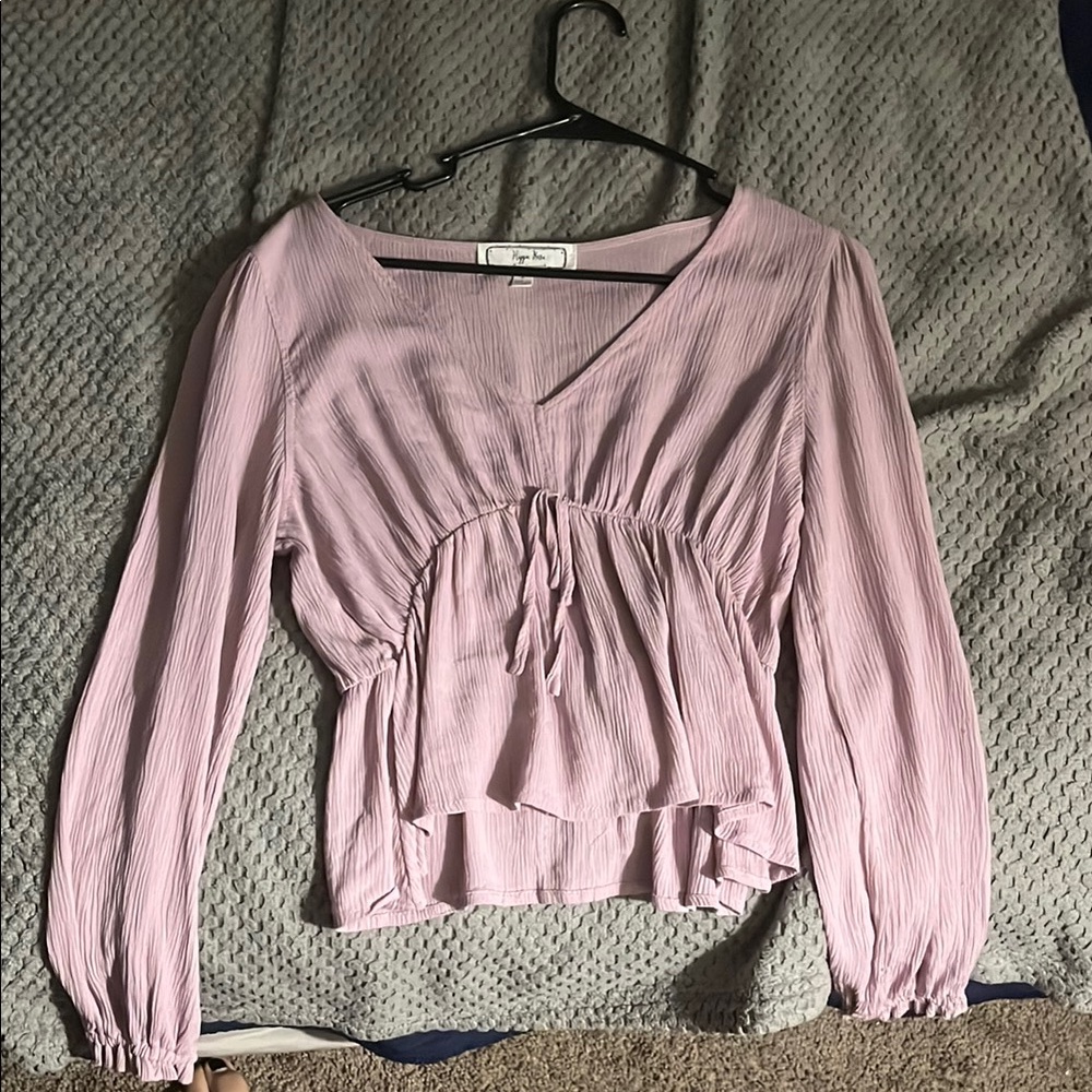 Hippie Rose Pink Ruched Peplum Blouse